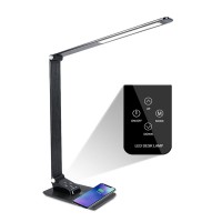 2020 New LED Qi wireless charger desk lamp with USB charging port touch control eye-caring table lamps for home office